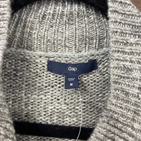 Gap Wool Alpaca Blend Moto Asymmetrical Zip Grandpacore Cardigan Gray Size M NWT - Picture 4 of 9